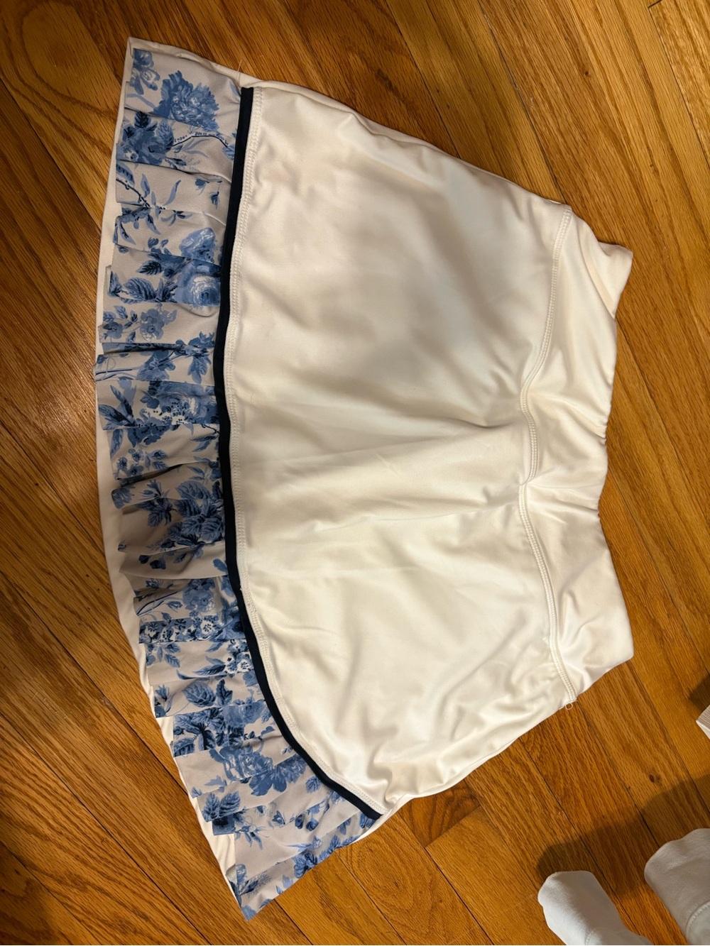 Tuckernuck White Skirt with Blue Floral Ruffle